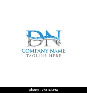 Initial DN Water Wave Letter Logo With Creative Modern Typography Vector Template. DN Logo Design Stock Vector