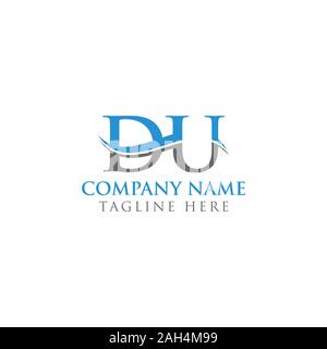 Initial DU Water Wave Letter Logo With Creative Modern Typography Vector Template. DU Logo Design Stock Vector