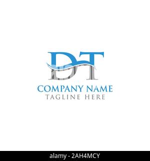 Initial DT Water Wave Letter Logo With Creative Modern Typography Vector Template. DT Logo Design Stock Vector
