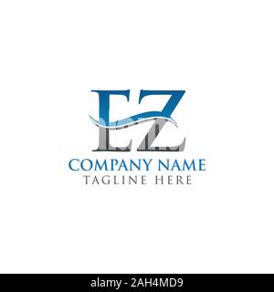 Initial EZ Letter Linked Logo Business Vector Template. Water Wave EZ Logo Design Stock Vector