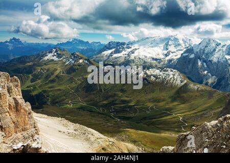 Dolomites Italian alps, mountain pass Stock Photo