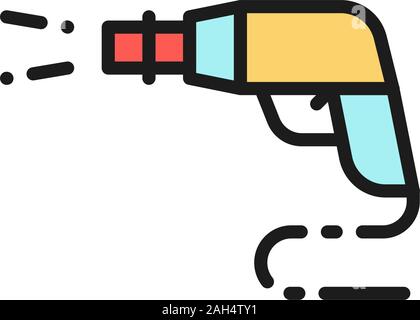High pressure car wash spray gun flat color line icon. Stock Vector