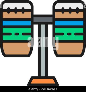 Brazilian drums, percussion, musical instrument flat color line icon. Stock Vector