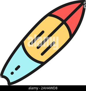 Surfboard, surf, surfing flat color line icon. Isolated on white background Stock Vector