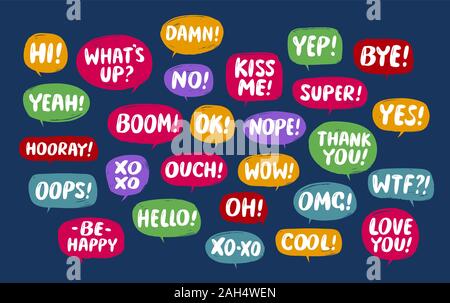 Set of comic speech bubbles. Conversation vector illustration Stock Vector