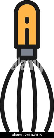 Head scalp stress relief massager, acupuncture tool for massage flat color line icon. Stock Vector