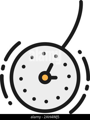 Vector clock for hypnosis, pendulum flat color line icon. Stock Vector