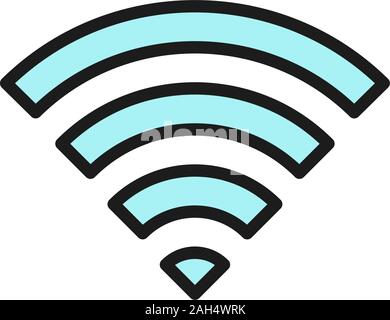 Vector internet signal, WIFI sign flat color line icon. Stock Vector