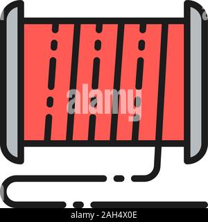 Plastic thread reel for 3d printer flat color line icon. Stock Vector