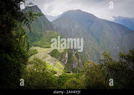 The best view of Machu Picchu from the Wayna Picchu Mountain, Huayna Picchu, Cusco Peru Stock Photo