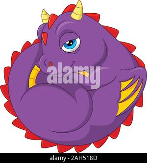 Cartoon baby dragon sleeping Stock Vector