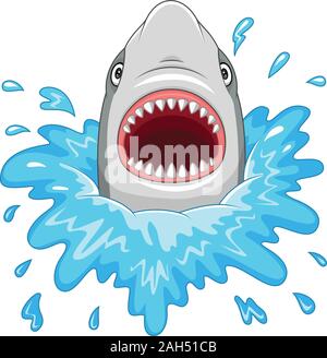 Cartoon shark with open jaws isolated on a white background Stock Vector