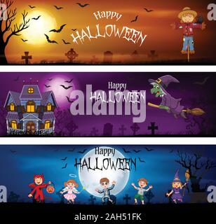 Three set of Halloween Banners Stock Vector