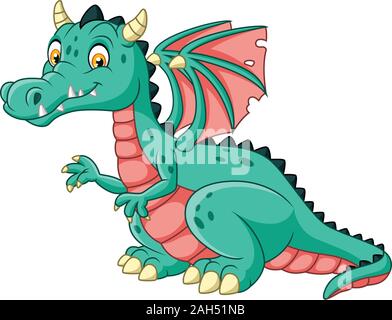 Cartoon dragon isolated on white background Stock Vector