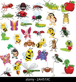 Cartoon insect collection set Stock Vector