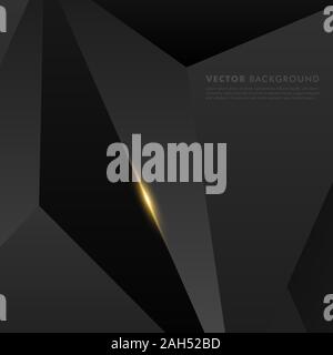 abstract vector black background. gray polygon background with gold light effect. Vector Illustration For Wallpaper, Banner, Background, Card, landing Stock Vector