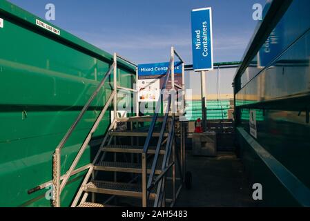 Vancouver Zero Waste Centre - october, 2019 - Plastic bins in recycle center Stock Photo