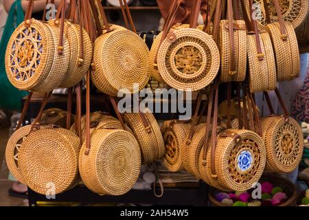 Handicraft Weave Handbag Selling At The Chatuchak Weekend Market,Bangkok.  Stock Photo, Picture and Royalty Free Image. Image 136882062.