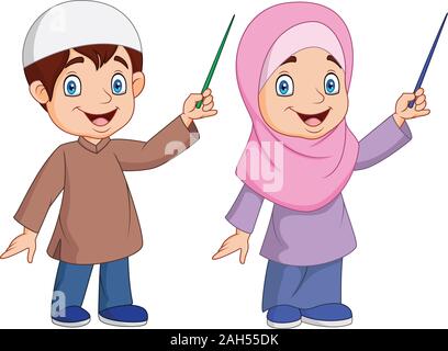 Cartoon Muslim kid presenting Stock Vector