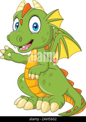 Cute green flying dragon Hand drawn watercolor nursery Isolated ...