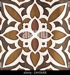 Wooded floor tiles with geometric pattern. Seamless pattern abstract wooden background concept Stock Photo