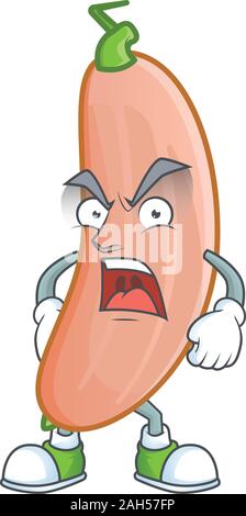 angry face of banana squash cartoon character style Stock Vector