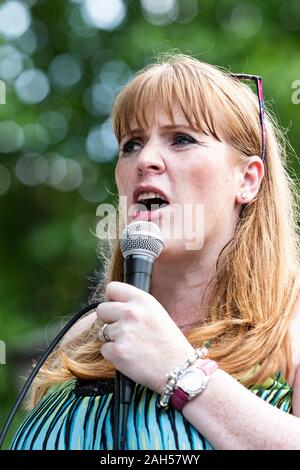 Labour MP Angela Rayner. Londoners protest against Prime Minister Theresa May in relation to a proposed coalition with the DUP (Democratic Unionist Party) and the Grenfell Tower disaster. Stock Photo