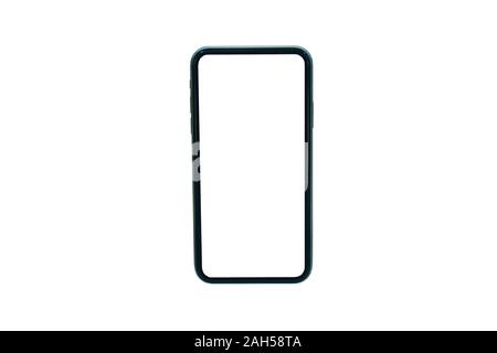 Modern frameless smartphone mockup with copyspace isolated on a white ...