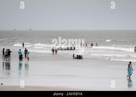 Summer Landscape of Beautiful tropical Mandarmani sea beach at northern end of Bay of Bengal. It is a fast developing place for West Bengal Tourism. M Stock Photo
