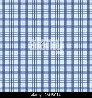 Checked seamless pattern in blue and white. A geometric plaid vector pattern design. Stock Vector