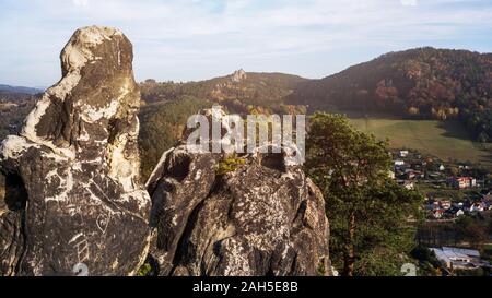 The rocks are known as the Pantheon in the village of Mala Skala Stock Photo