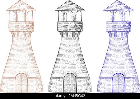 Lighthouse. Hand drawn sketch. Vector illustration isolated on white background. Stock Vector