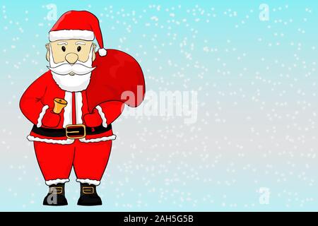 Santa Claus. Hand drawn colored sketch on blue background. Vector illustration. Stock Vector