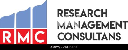 Letter RMC Alphabetic Logo Design Template, Research Management Consultans Logo Concept, White, Blue, Red Stock Vector
