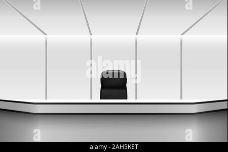 white table and black chair in the news studio room Stock Vector