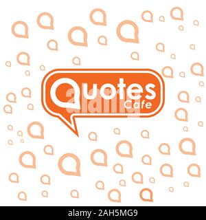 Quotes Cafe Logo Design Template, Call Out Logo Concept, Orange, White, Call Out Decoration Stock Vector