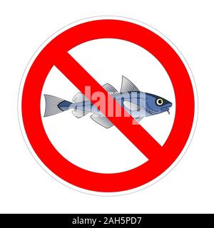 No fish forbidden sign, red prohibition symbol Stock Photo