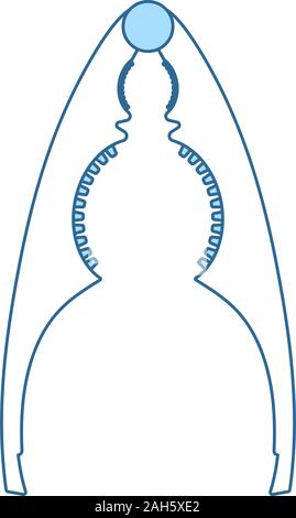Nutcracker Pliers Icon. Thin Line With Blue Fill Design. Vector Illustration. Stock Vector