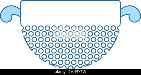 Kitchen Colander Icon. Thin Line With Blue Fill Design. Vector Illustration. Stock Vector