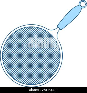 Kitchen Colander Icon. Thin Line With Blue Fill Design. Vector Illustration. Stock Vector