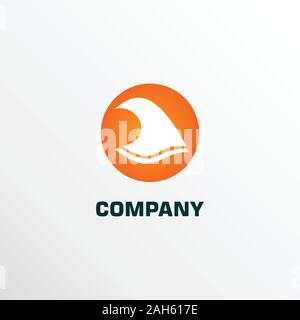 Outdoor Sport Logo Design Template, Surf Beach, Waves Logo Concept, Holiday, Vacation, Traveling, White, Orange, Ellipse, Rounded Shape, Vector EPS 10 Stock Vector