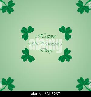 Saint Patricks Day clovers green background Stock Vector