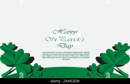 Saint Patricks Day clovers green background Stock Vector