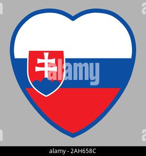 Slovakia Flag In Heart Shape Vector Stock Vector