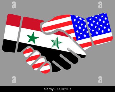 Syria and USA flags Handshake vector Stock Vector