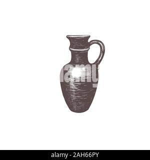 Clay jug hand drawing. Sketch jug Stock Vector