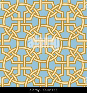 Mettlach or encaustic seamless tiles pattern in celtic knot style. Tileable vector background. Stock Vector