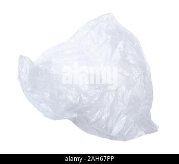 Crumpled Clear Plastic Bag Isolated On White Background Stock