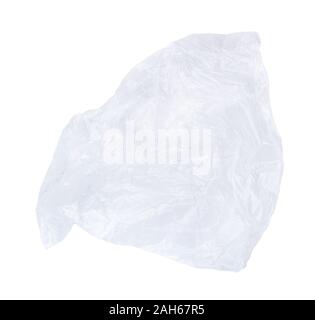 Crumpled clear plastic bag isolated on white background Stock Photo