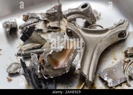 the engine of the sports car exploded and collapsed at the start of the race Stock Photo